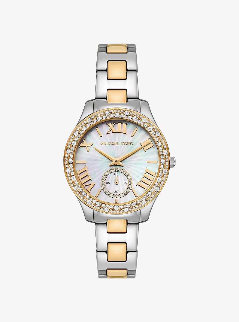 Liliane Pav&eacute; Two-Tone Watch in TWO TONE | Michael Kors