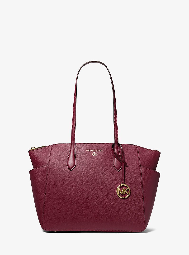 Marilyn Medium Saffiano Leather Tote Bag in MULBERRY | Michael Kors