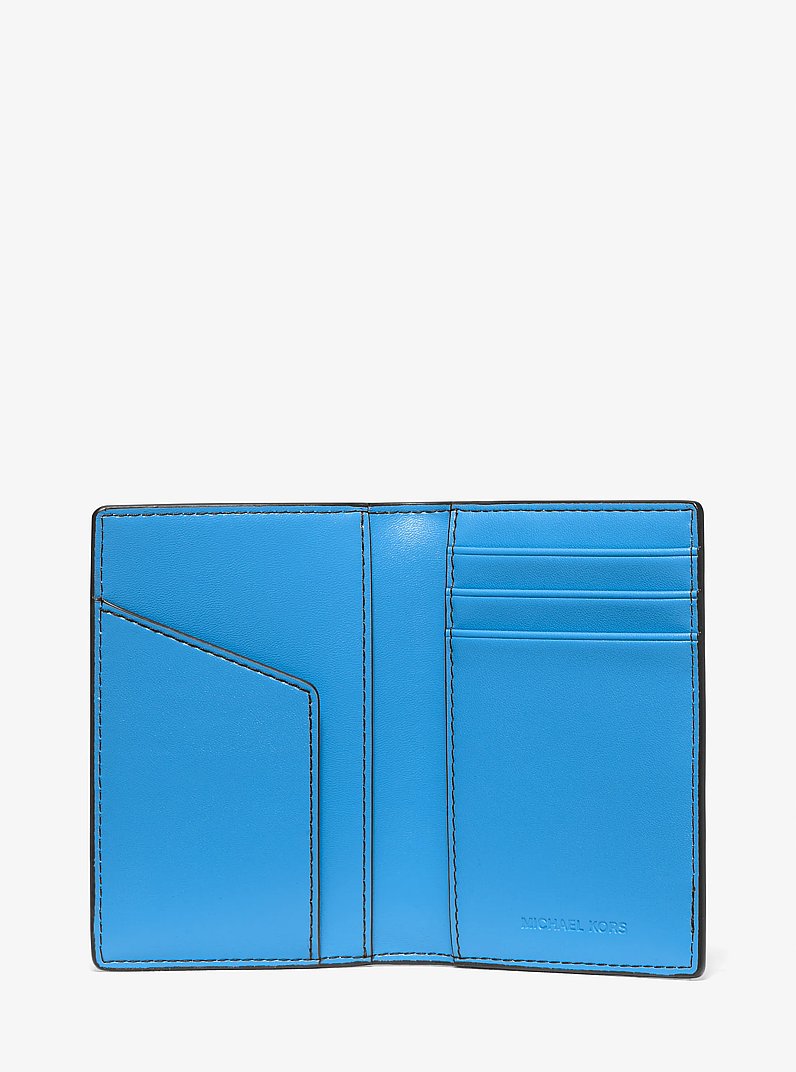Hudson Signature Logo Folio Card Case in BLUE MULTI | Michael Kors