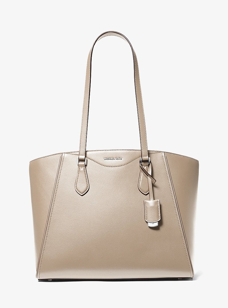 Taryn Large Leather Tote Bag in LIGHT SAND | Michael Kors