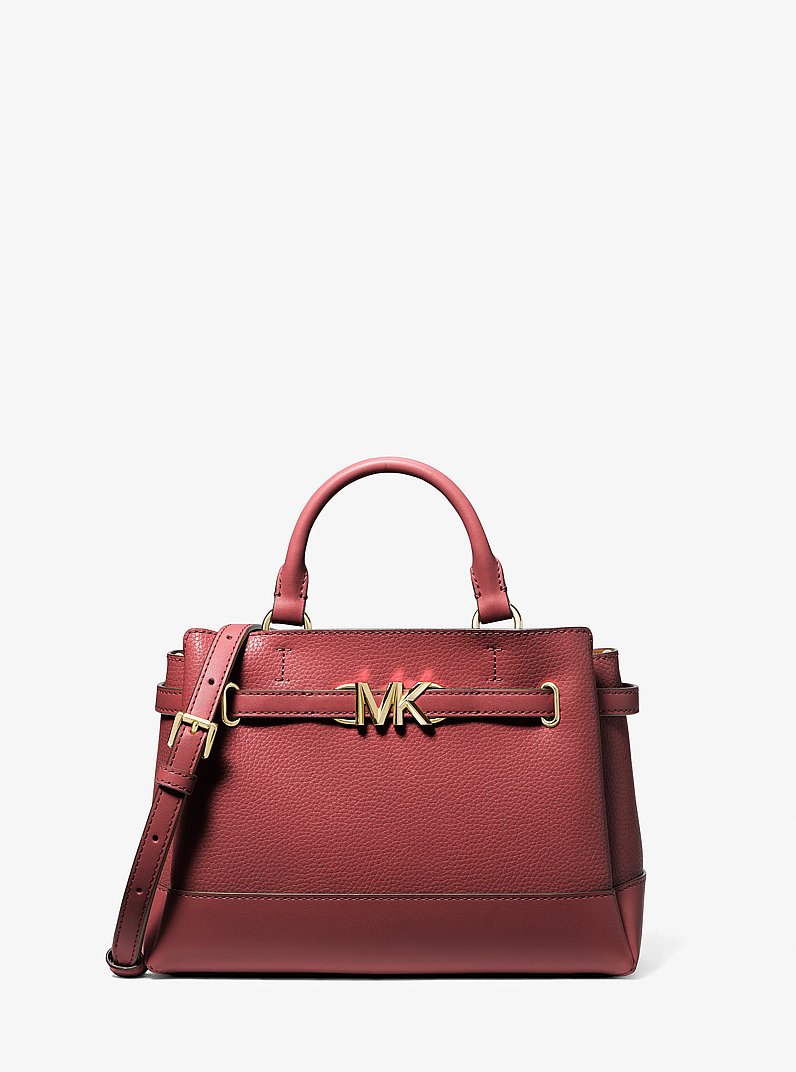 Reed Small Two-Tone Pebbled Leather Belted Satchel