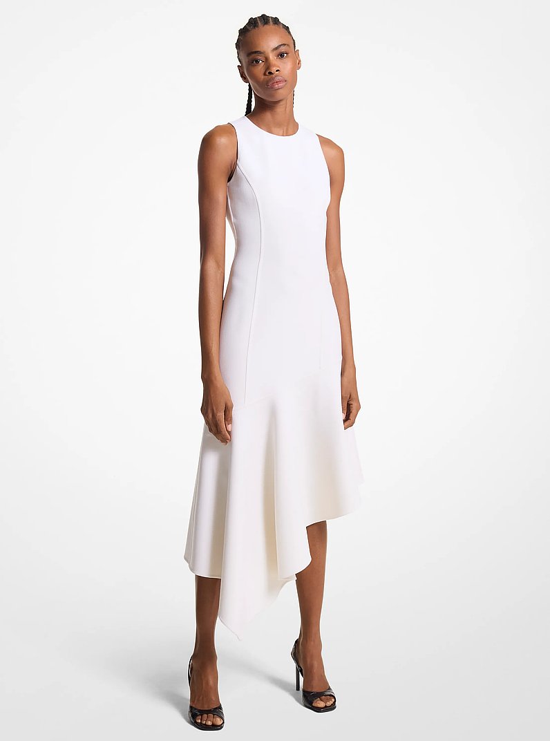 Stretch Wool Asymmetric Sheath Dress