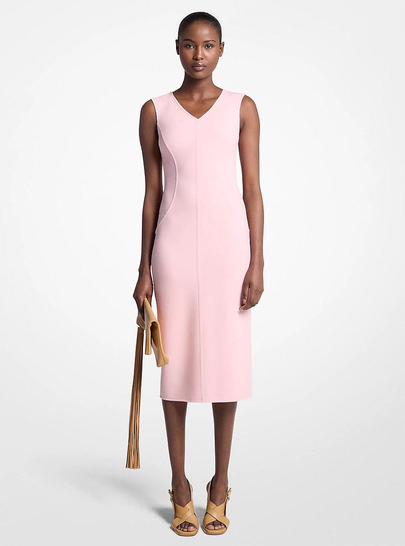 Double Faced Stretch Wool Sheath Dress in QUARTZ | Michael Kors