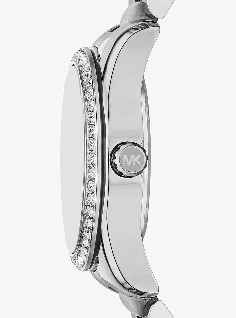 Mini Lexington Pav&eacute; Silver-Tone Watch in SILVER | Michael Kors
