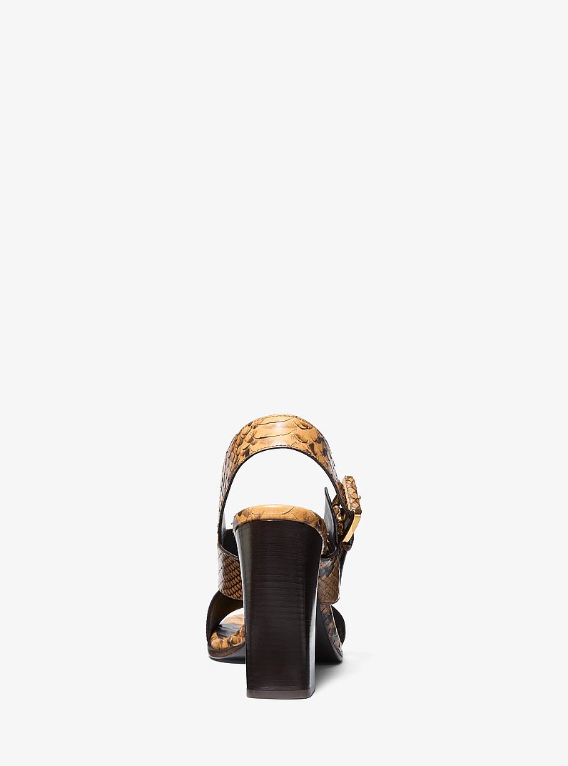 Jasmine Snake Embossed Leather Sandal in CAY&Uacute; | Michael Kors
