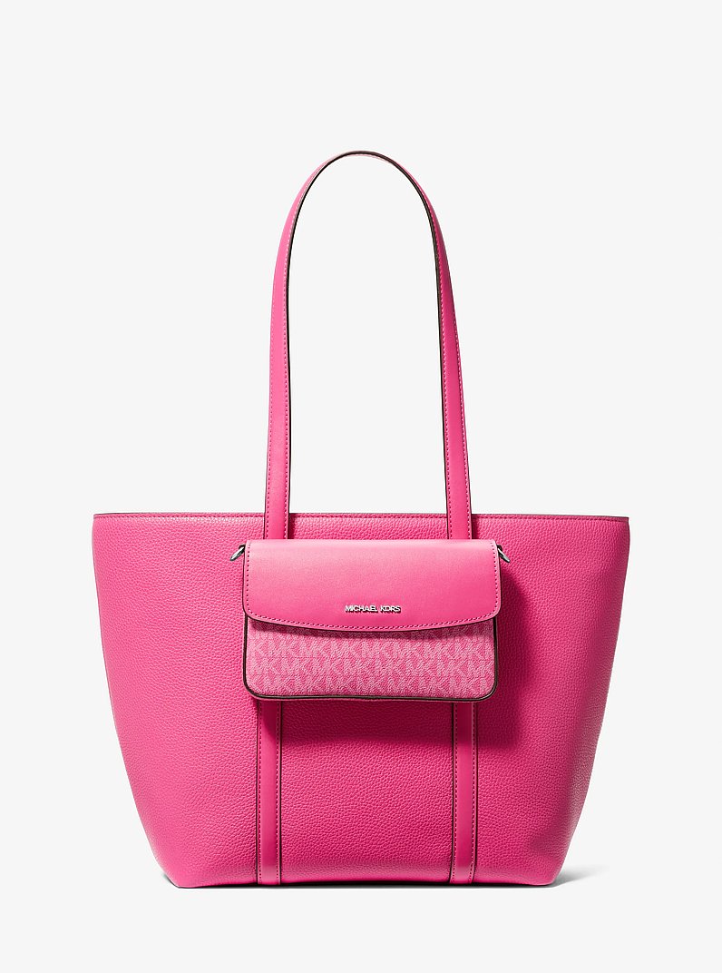 Jet Set Large 2-in-1 Pebbled Leather Tote Bag in DRAGONFRUIT | Michael Kors