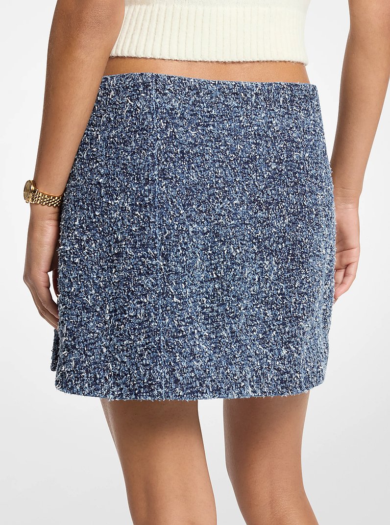 Minirock aus Denim im Punch-Needle-Design in DUNKELBLAUE WASCHUNG. | Michael Kors
