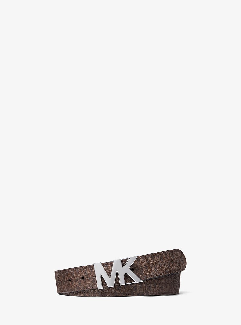 Ceinture &agrave; boucle r&eacute;versible avec logo in MARRON/NOIR | Michael Kors