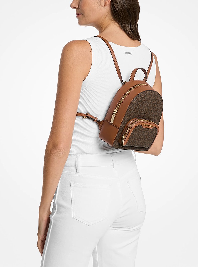 マイケルコース Jaycee Extra-Small Signature Logo Backpack in BROWN - Sale