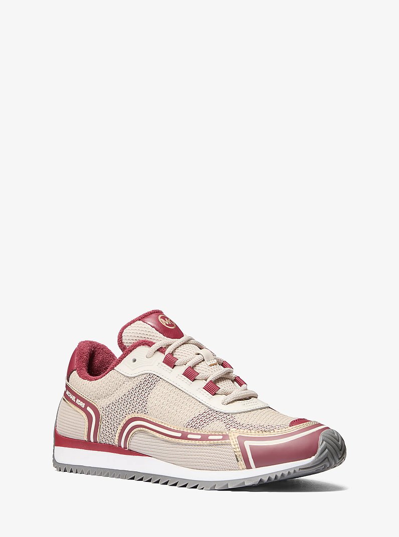 Byrdie Mixed-Media Trainer in DEEP RED MULTI | Michael Kors