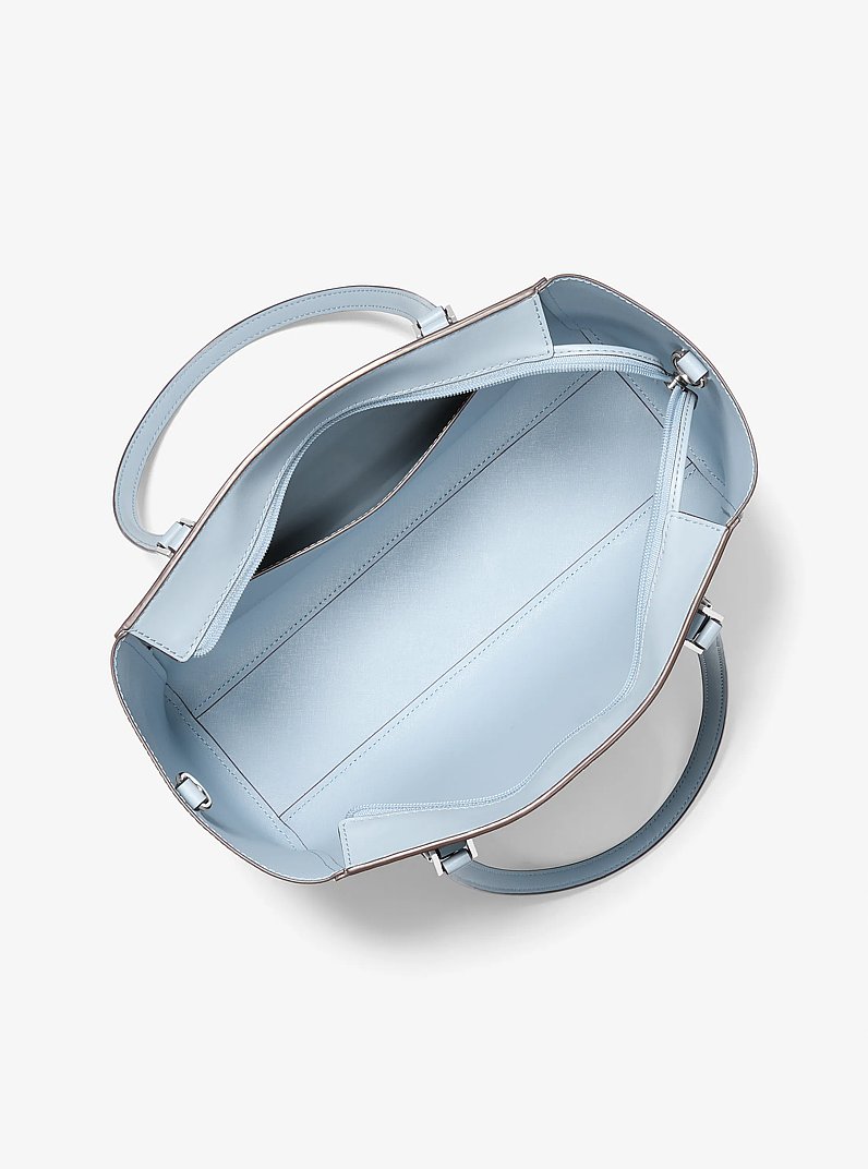 Charlotte Large Leather and Signature Logo 3-in-1 Tote Bag in PALE BLUE | Michael Kors