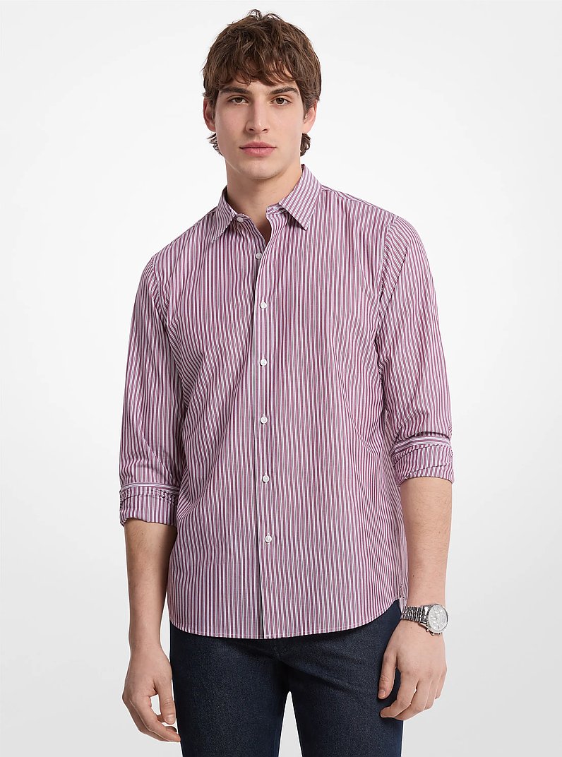 Chemise en m&eacute;lange de coton &agrave; rayures et &agrave; coupe classique in M&Ucirc;RE FONC&Eacute;E | Michael Kors