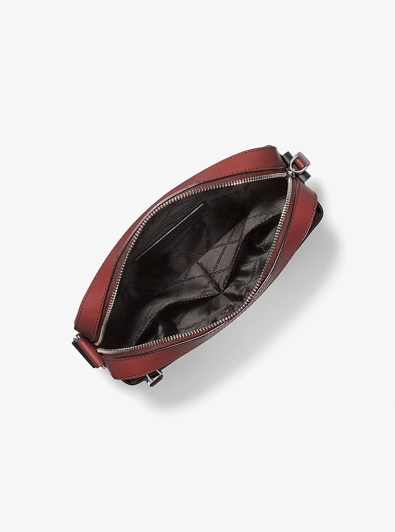 Hudson Pebbled Leather Utility Crossbody Bag in DARK_BRANDY | Michael Kors