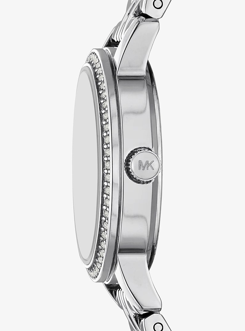 Mini Melissa Pav&eacute; Silver-Tone Watch in SILVER | Michael Kors