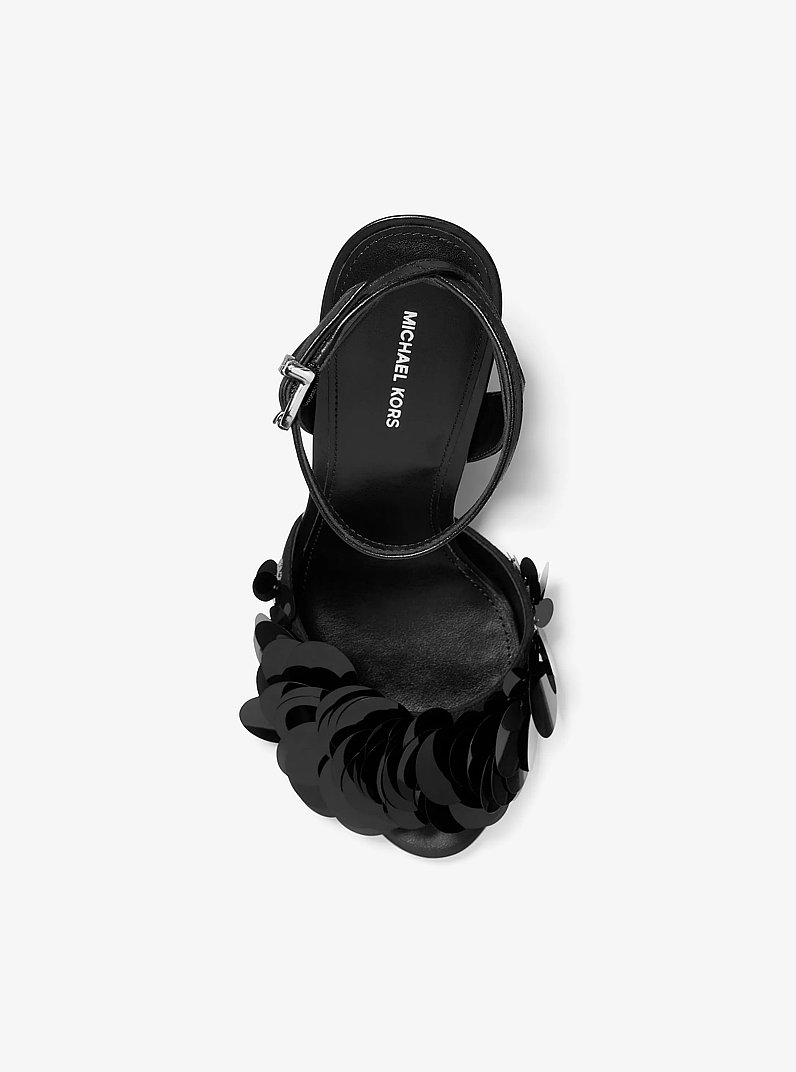 Loretta Sequin Embellished Sandal in BLACK | Michael Kors