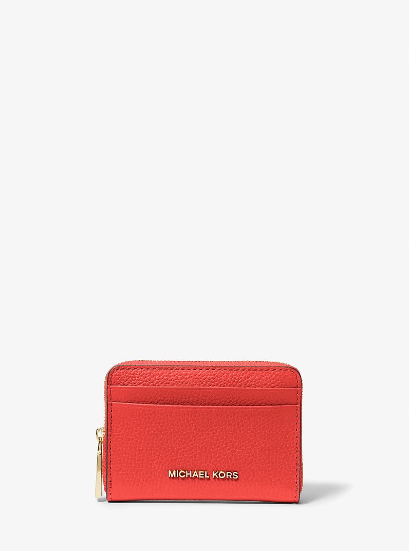 Jet Set Small Pebbled Leather Zip-Around Card Case in BURNT SIENNA | Michael Kors
