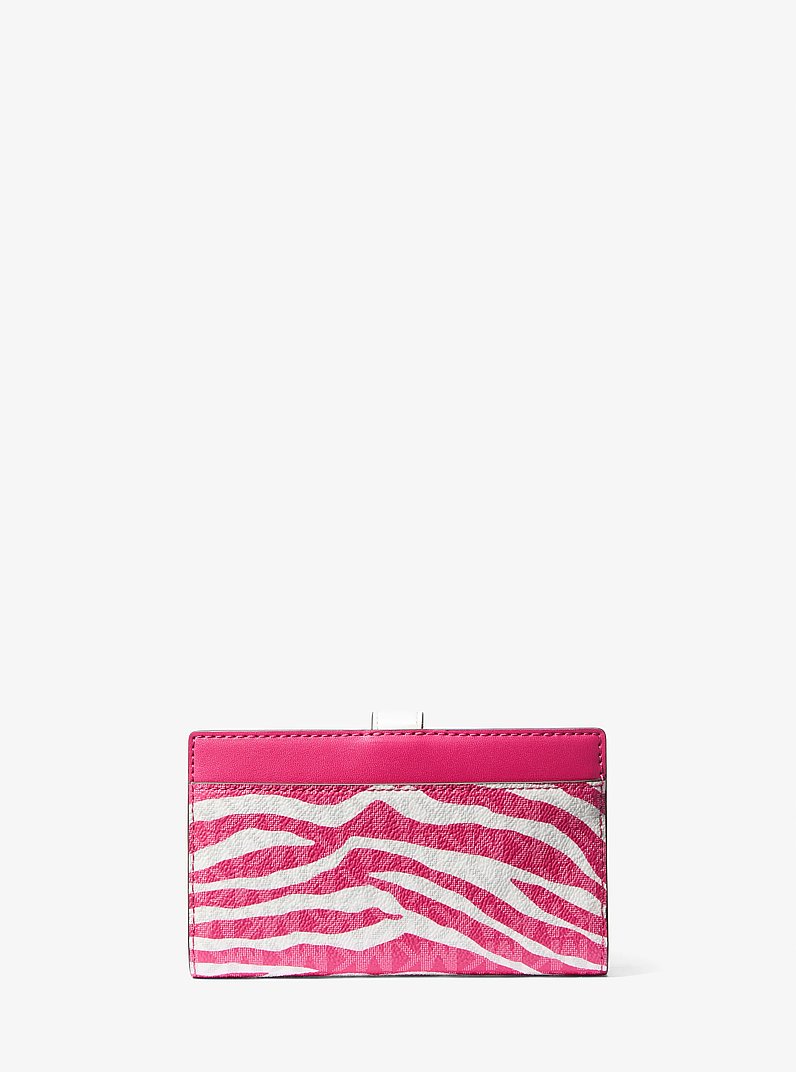 Billetera Greenwich mediana de cebra con logotipo de la marca in PITAYA | Michael Kors