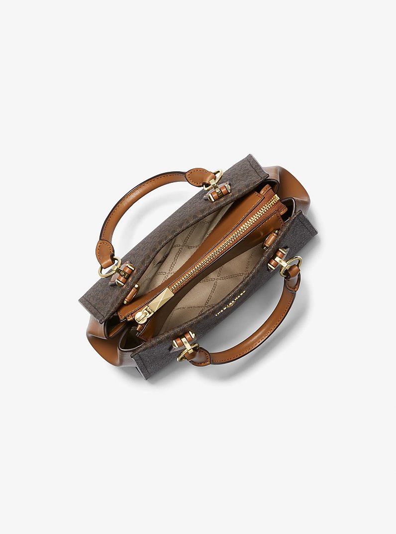 Bandolera Marilyn peque&ntilde;a con logotipo in MARR&Oacute;N/BELLOTA | Michael Kors