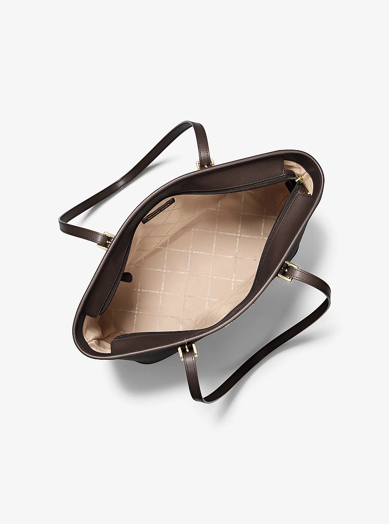 Bolso tote Jet Set de piel saffiano con adorno in CHOCOLATE | Michael Kors