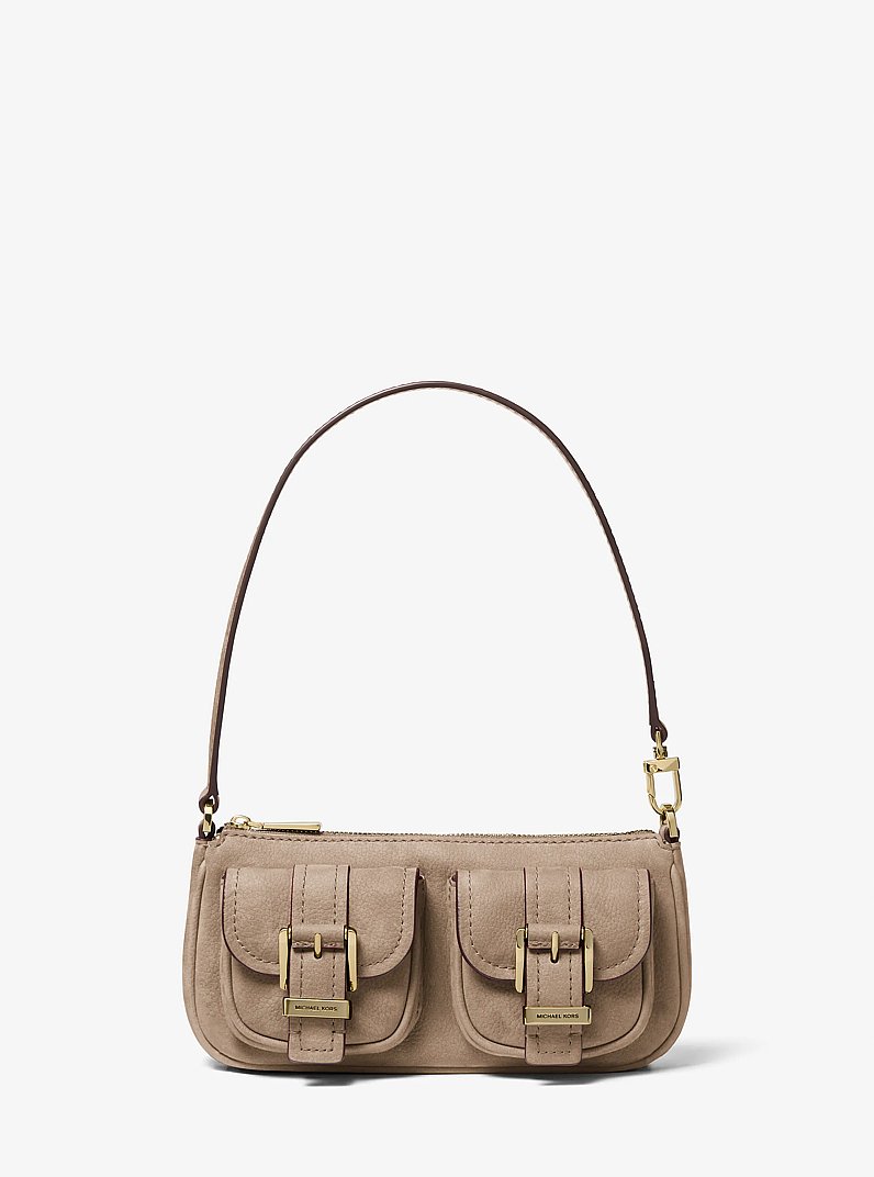 Zoe Small Suede Convertible Pochette in BIRCH | Michael Kors