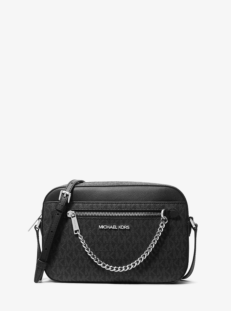 Jet Set Large Logo Crossbody Bag in BLACK | Michael Kors