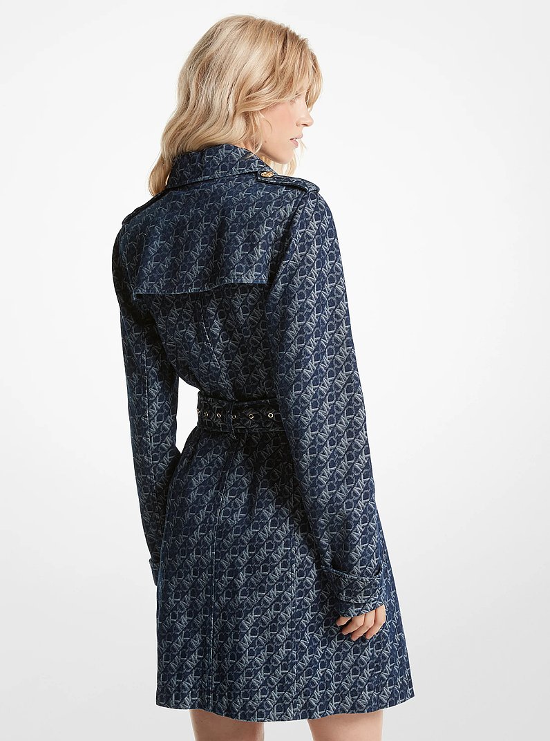 Empire Signature Logo Jacquard Denim Trench Coat in RINSE | Michael Kors