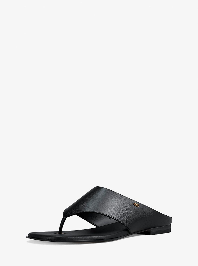 Alster Leather Thong Sandal in BLACK | Michael Kors