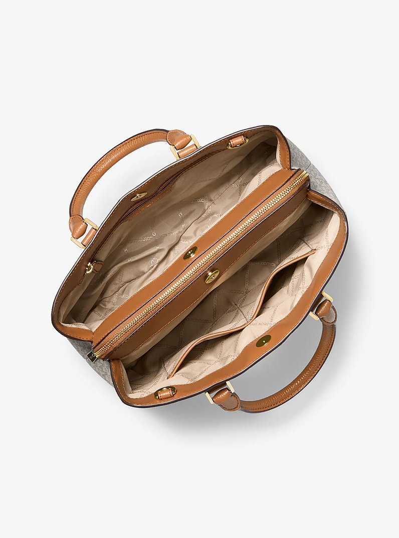 Henkeltasche Camille Large aus Leder mit Logomuster in VANILLE | Michael Kors