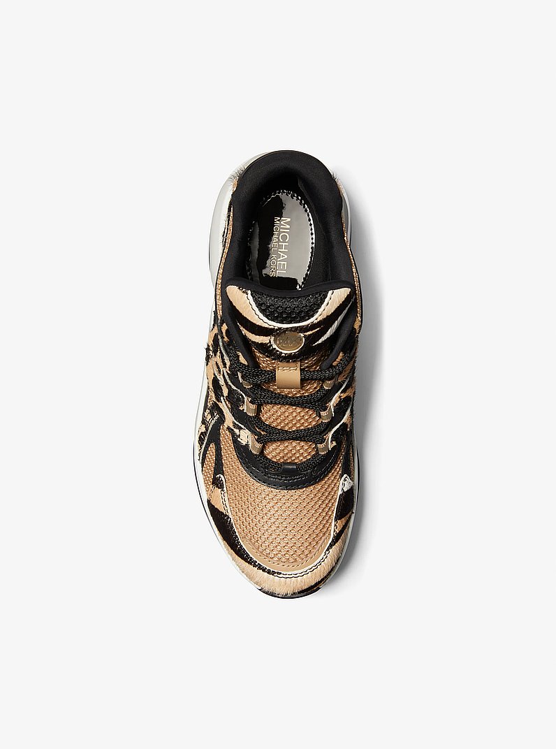 Olympia Sport Extreme Printed Calf Hair and Mesh Trainer in BLACK COMBO | Michael Kors