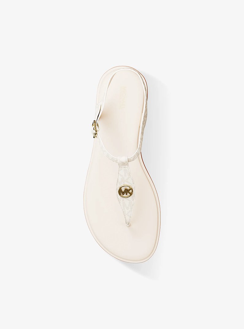 Mallory Signature Logo T-Strap Sandal in VANILLA | Michael Kors