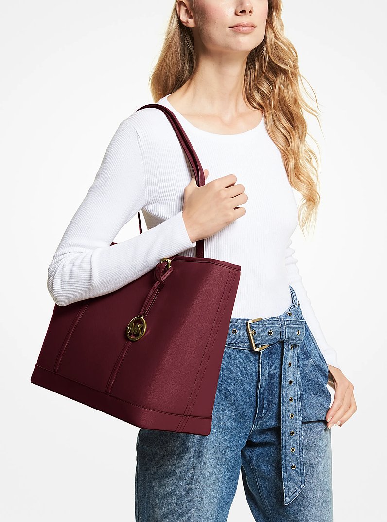 Jet Set Travel Large Saffiano Leather Tote Bag in OXBLOOD | Michael Kors