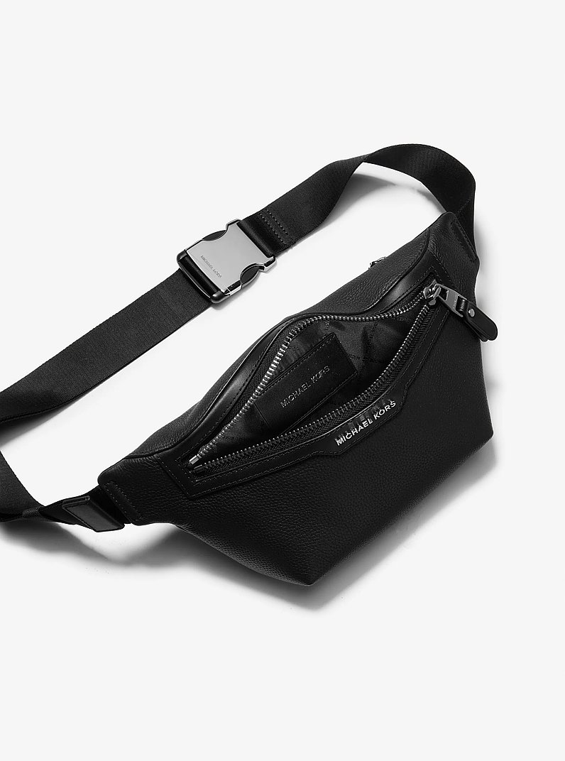 Hudson Pebbled Leather Sling Pack in BLACK | Michael Kors