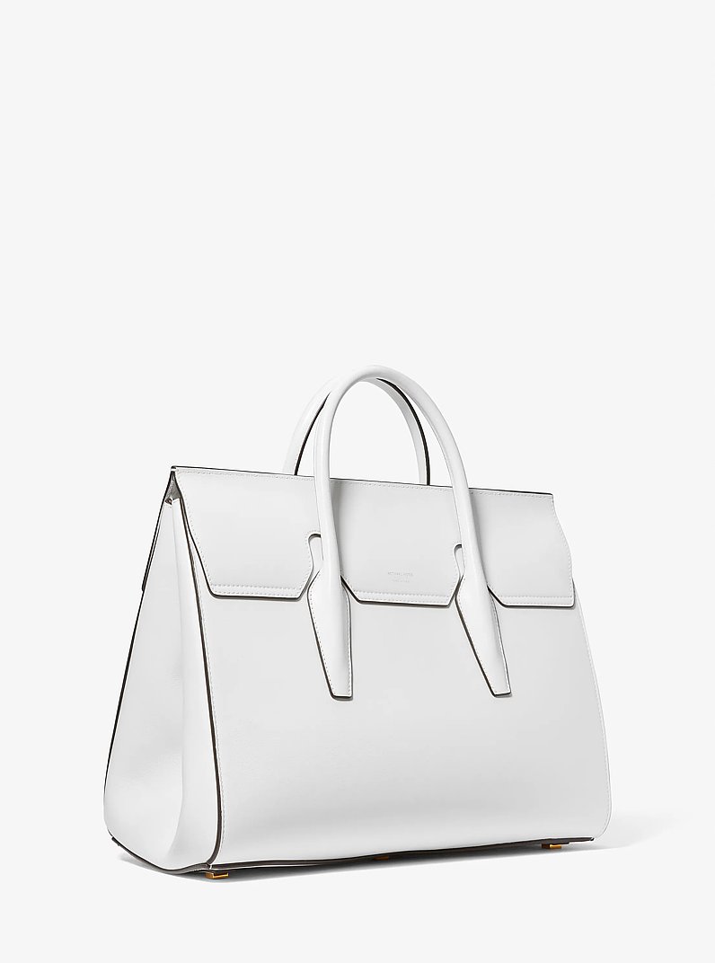 Campbell Large Leather Weekender Bag in OPTIC WHITE | Michael Kors