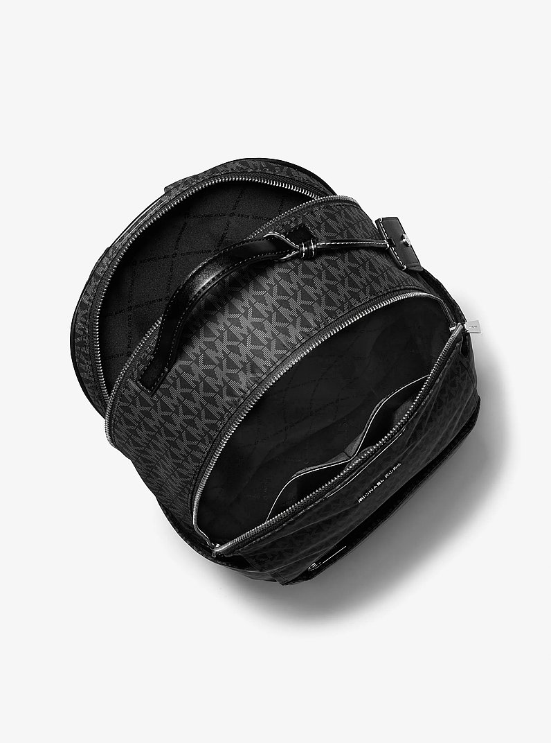 Sable Large Printed Signature Logo Backpack in BLACK | Michael Kors