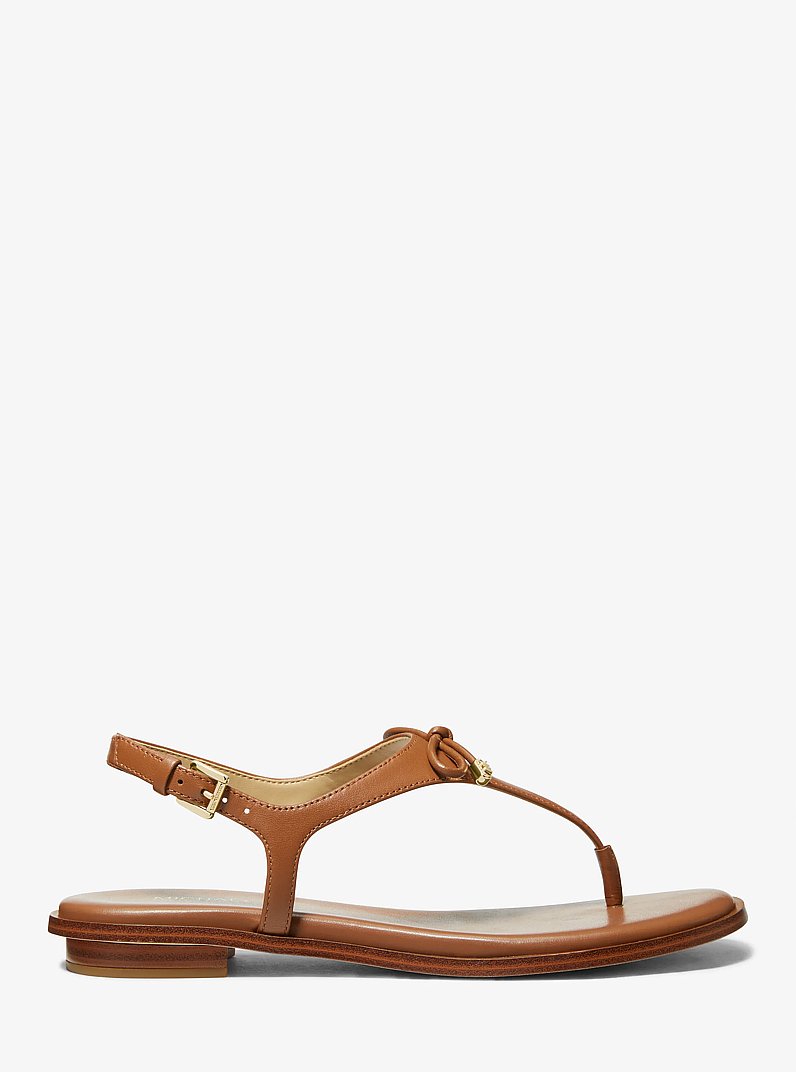 Nori Leather T-Strap Sandal in LUGGAGE | Michael Kors