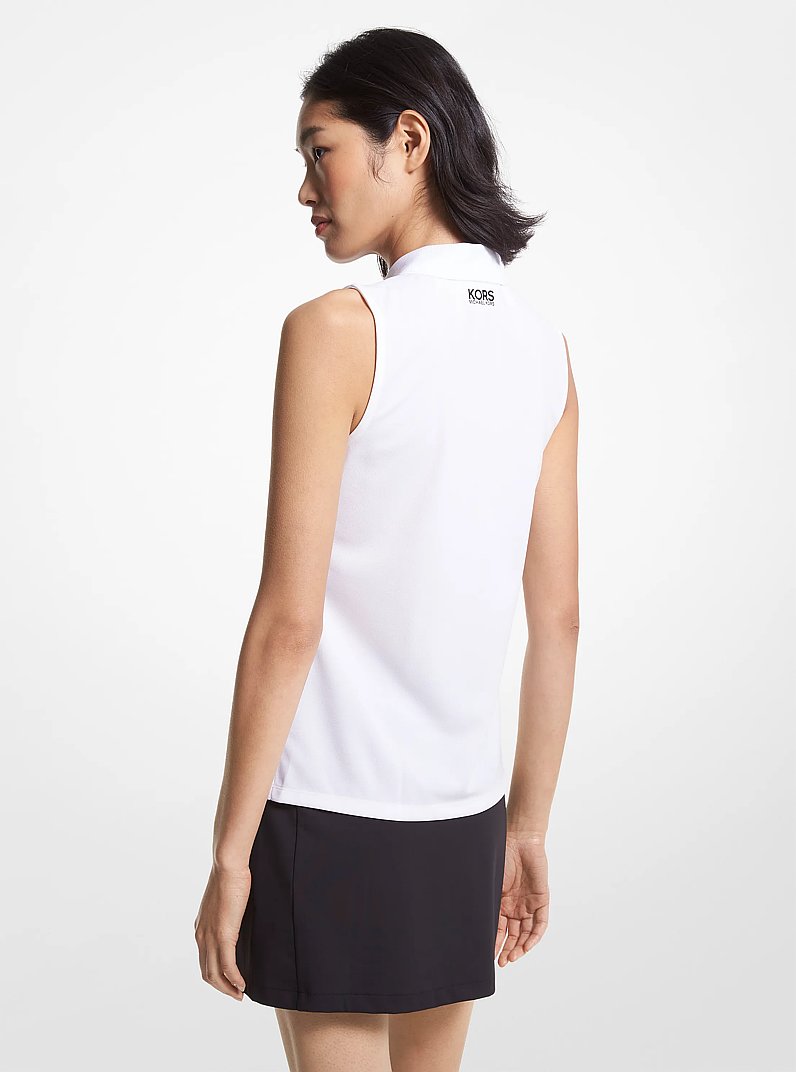 Polo de golf de piqu&eacute; sin mangas con logotipo in BLANCO | Michael Kors