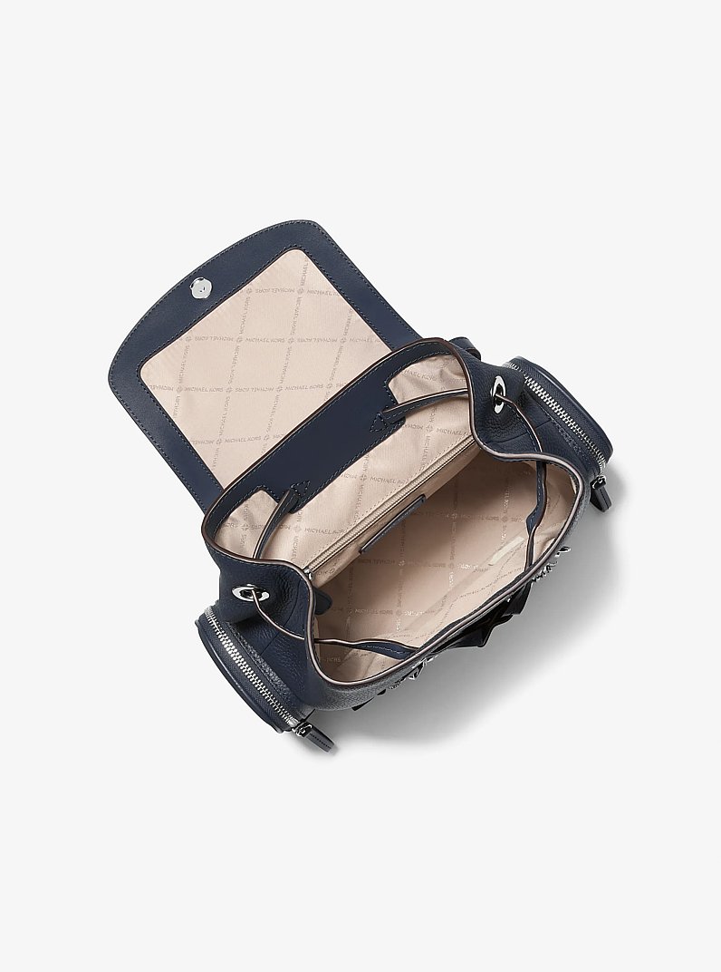 Jet Set Medium Pebbled Leather Backpack in NAVY | Michael Kors