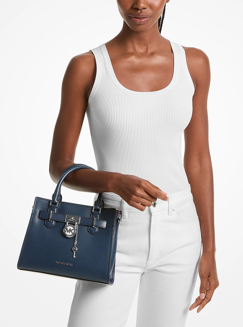 Hamilton Small Leather Satchel in NAVY | Michael Kors