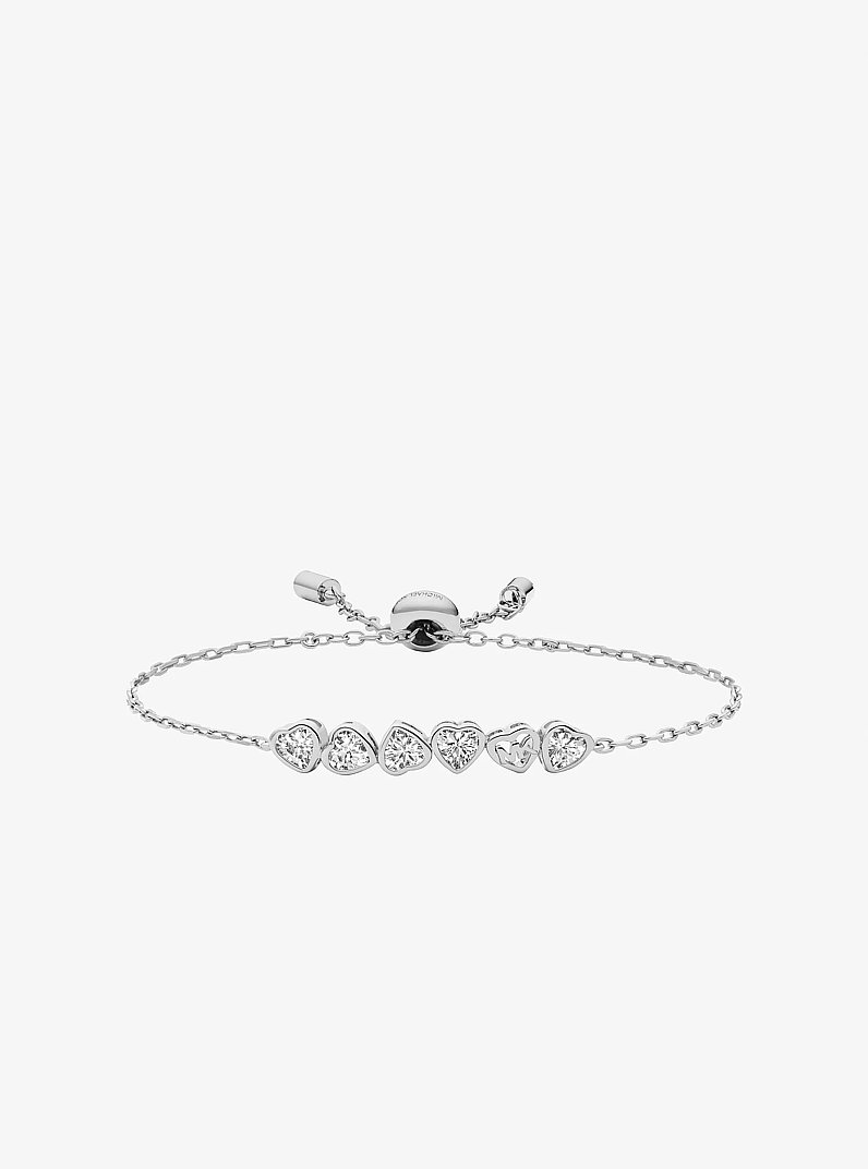 Pulsera deslizante con corazones de circonia c&uacute;bica y aretes de bot&oacute;n in PLATEADO | Michael Kors