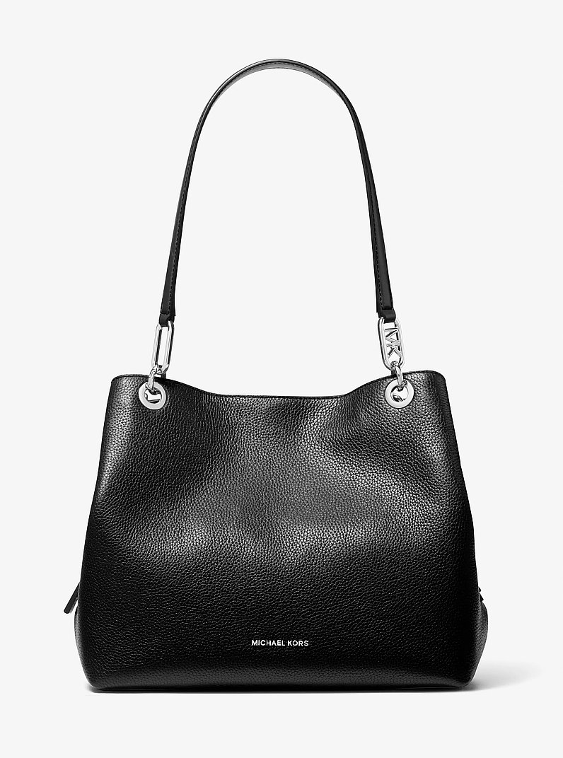 Kensington Large Pebbled Leather Tote Bag in BLACK | Michael Kors