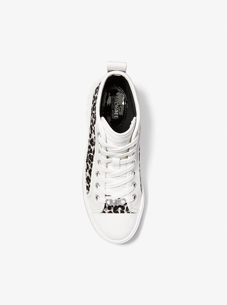 Evy Leopard Print Calf Hair High-Top Sneaker in BLACK COMBO | Michael Kors