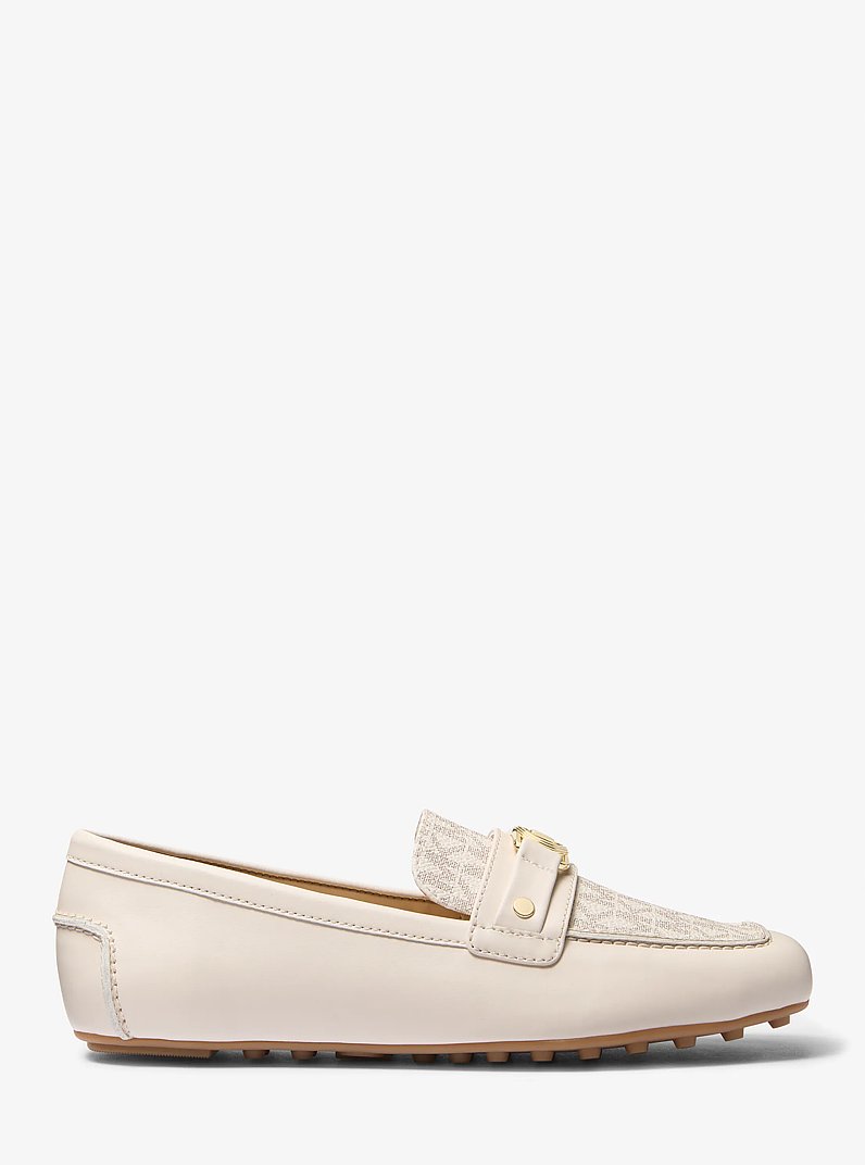 Mandy Leather and Signature Logo Moccasin Loafer in VANILLA COMBO | Michael Kors