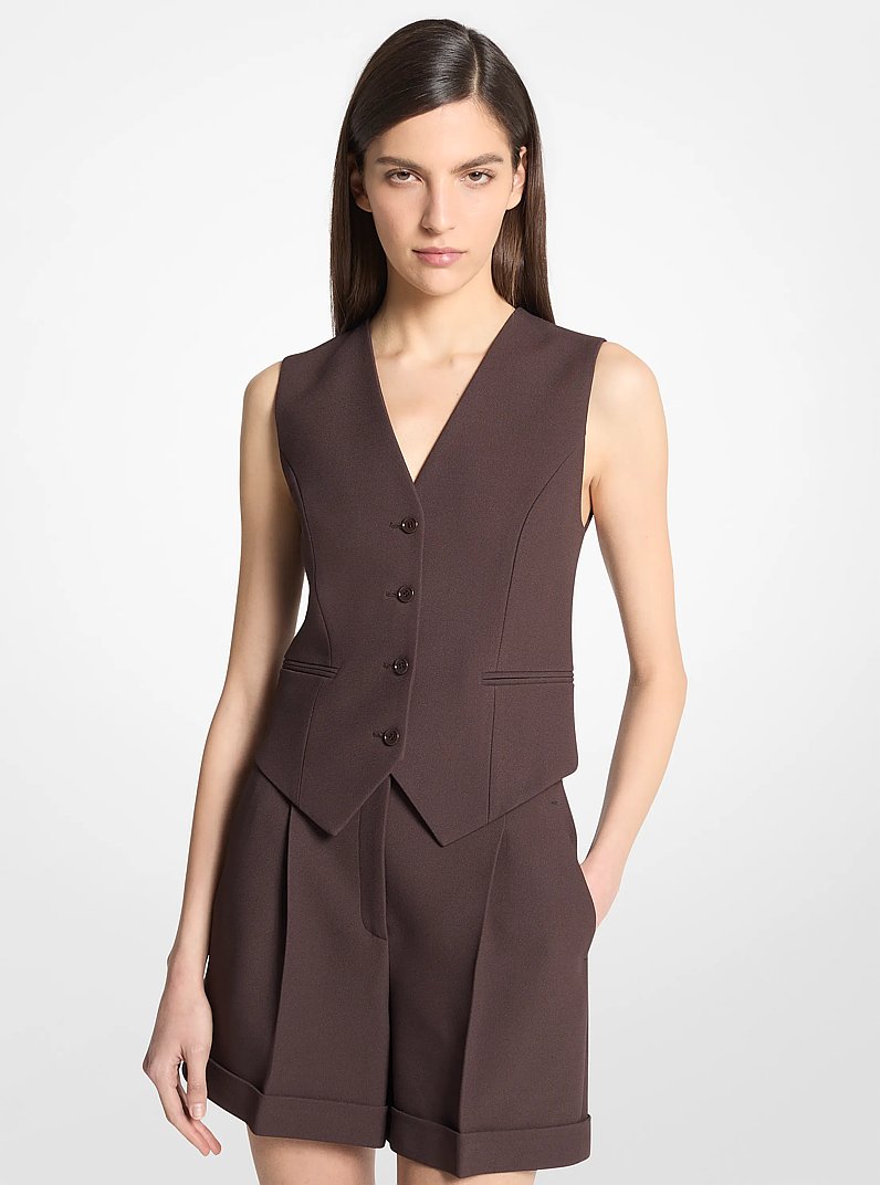 Double Crepe Sabl&eacute; Vest in CHOCOLATE | Michael Kors