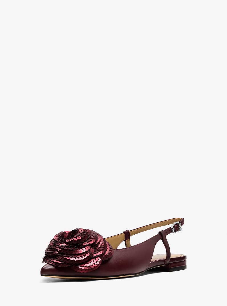 Elodie Embellished Leather Slingback Flat in OXBLOOD | Michael Kors