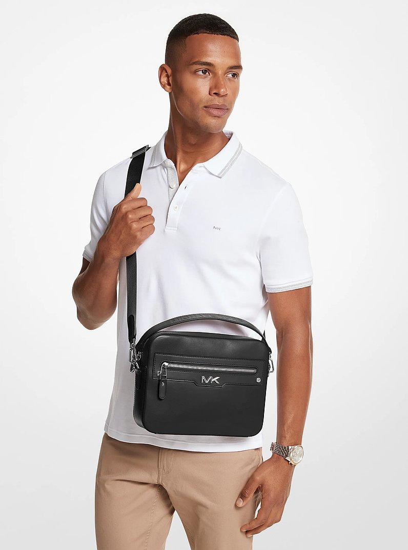 Varick Leather Camera Bag in BLACK | Michael Kors