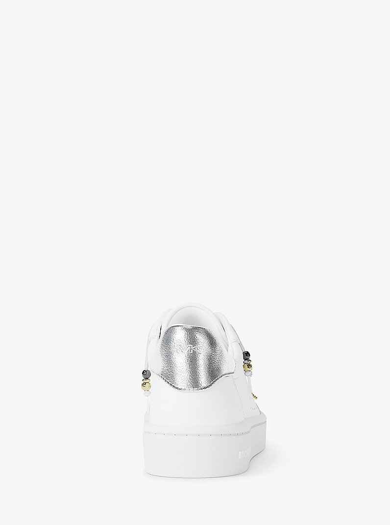 Scotty Embellished Leather Sneaker in OPTIC WHITE | Michael Kors