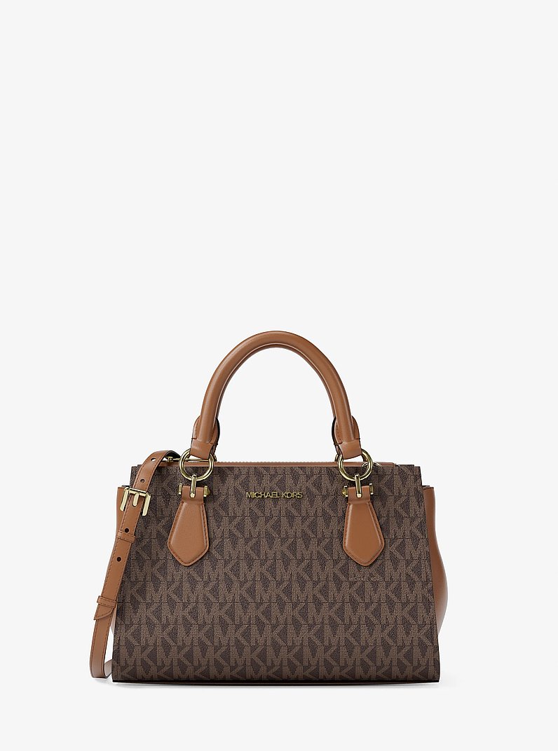 Marilyn Small Signature Logo Messenger Bag in BROWN | Michael Kors
