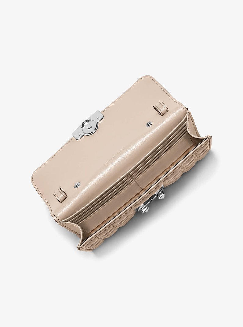 Tribeca Leather Convertible Crossbody Bag in LIGHT SAND | Michael Kors