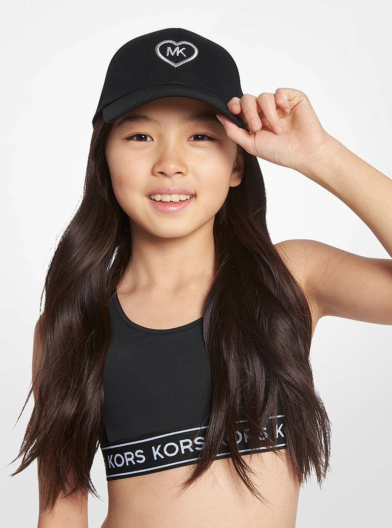 Embroidered Cotton Baseball Hat in BLACK | Michael Kors