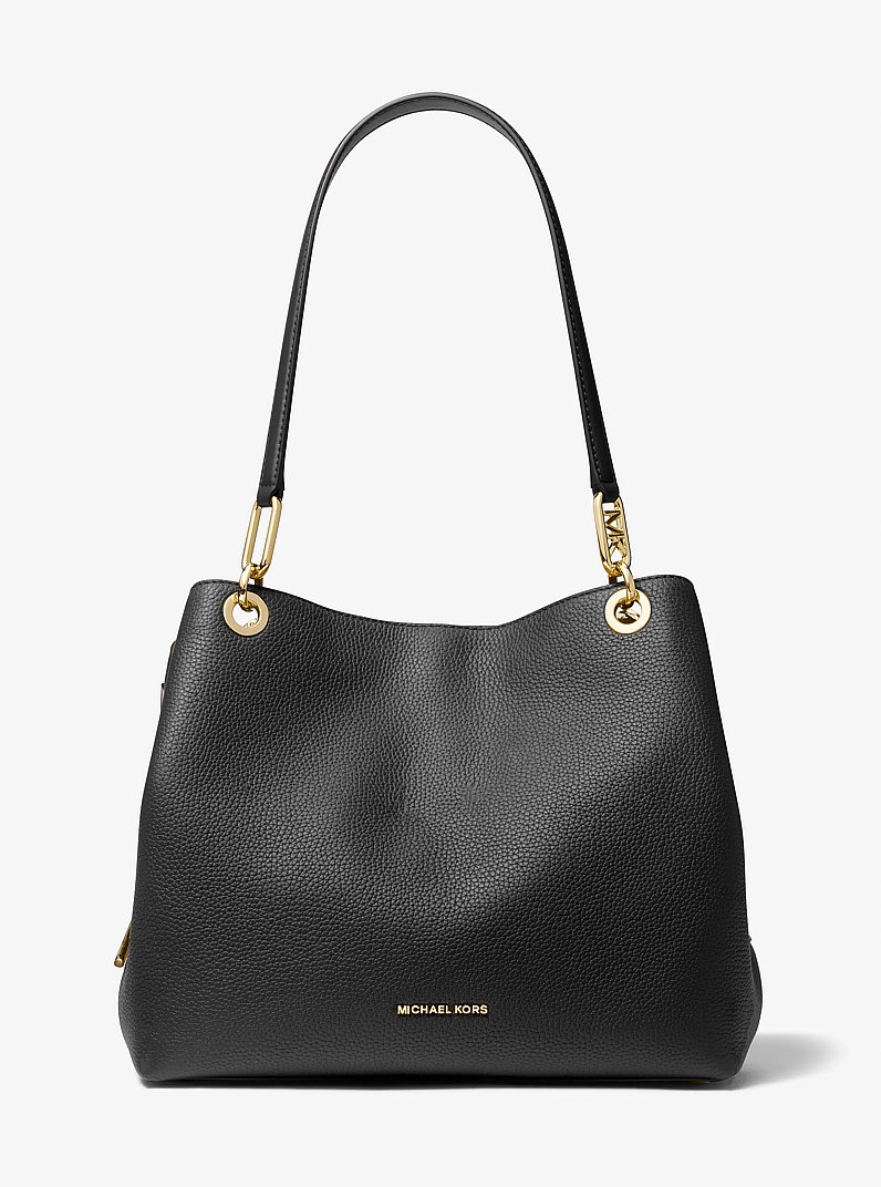 Kensington Large Pebbled Leather Tote Bag in BLACK | Michael Kors